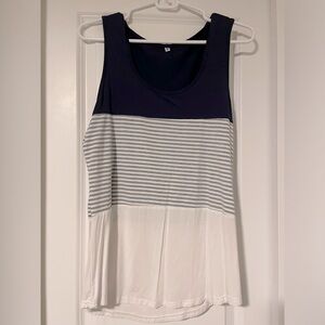 Medium navy, grey and white scoop neck tank